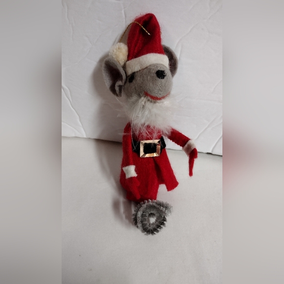 Vintage Mice Felt Cloth Christmas Ornaments Handmade Set Of 3 - 5" - Picture 4 of 5